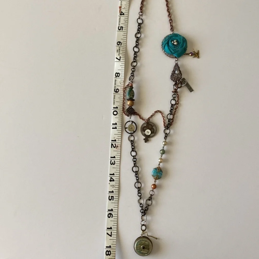 Costume jewelry necklace roses trinkets charms